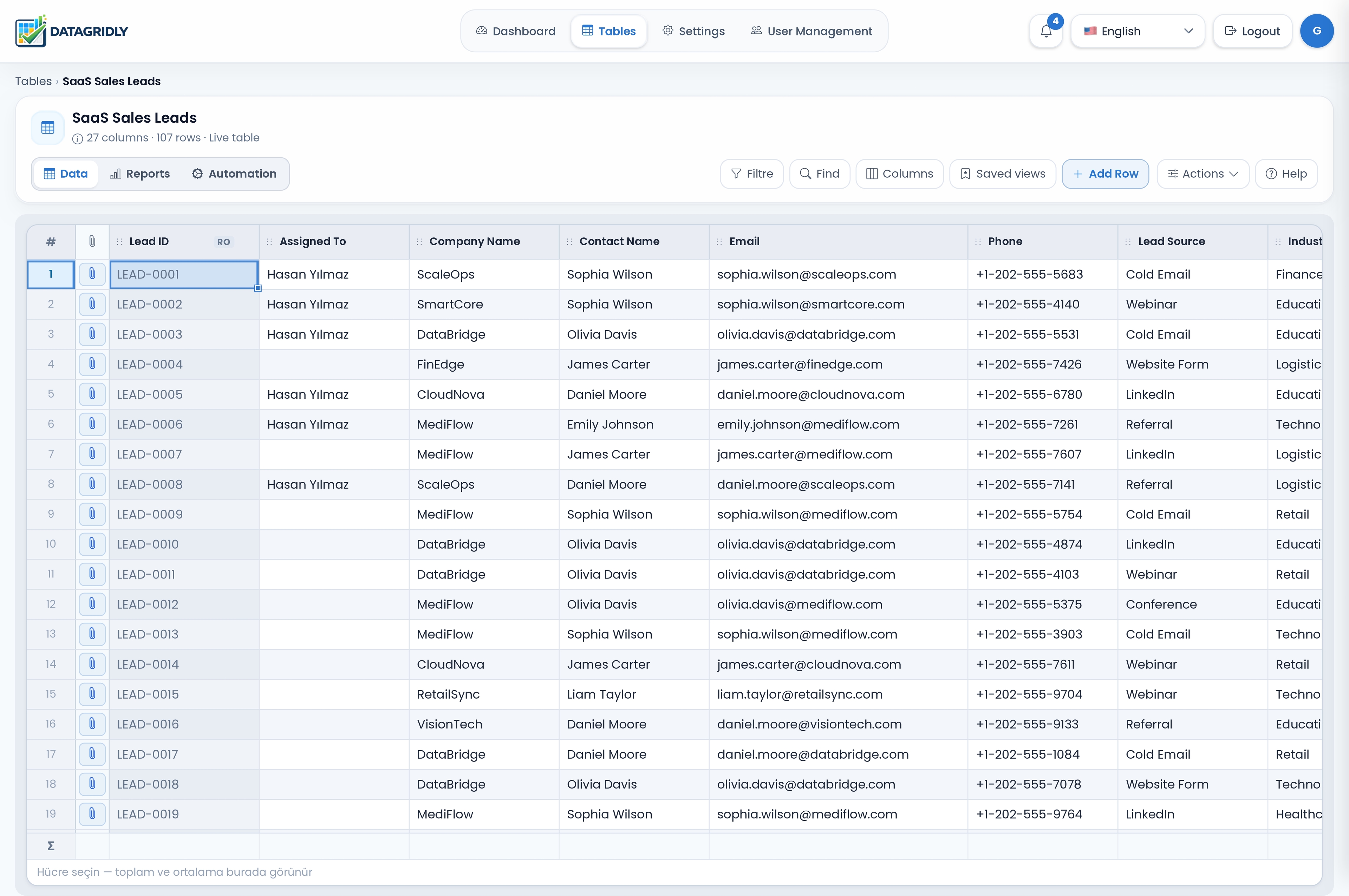 DataGridly smart setup — create your first tables in minutes